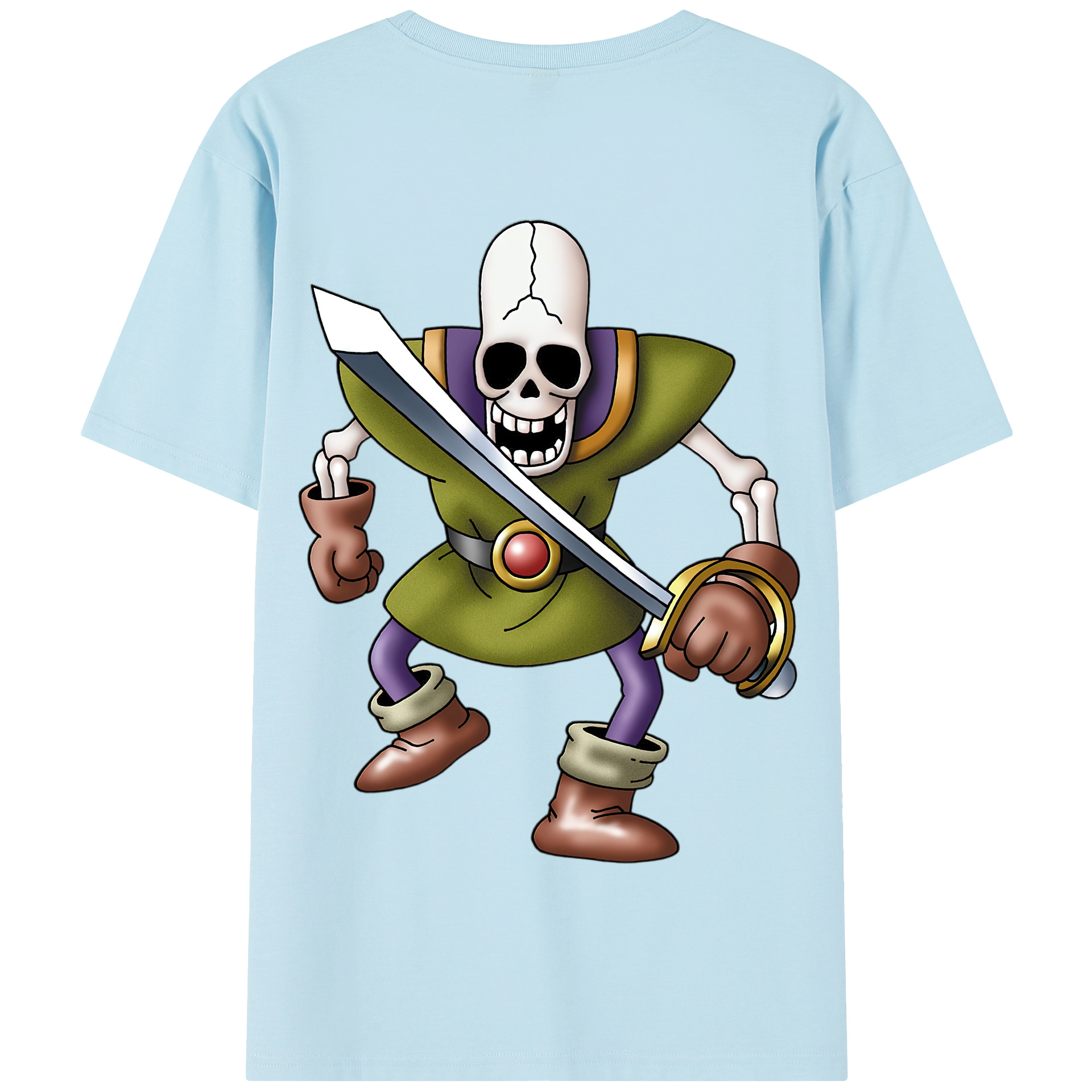 （画像用） ドラゴンクエスト Doragon Kuesuto Dragon Quest 綿100％半袖Tシャツ（背面プリント）